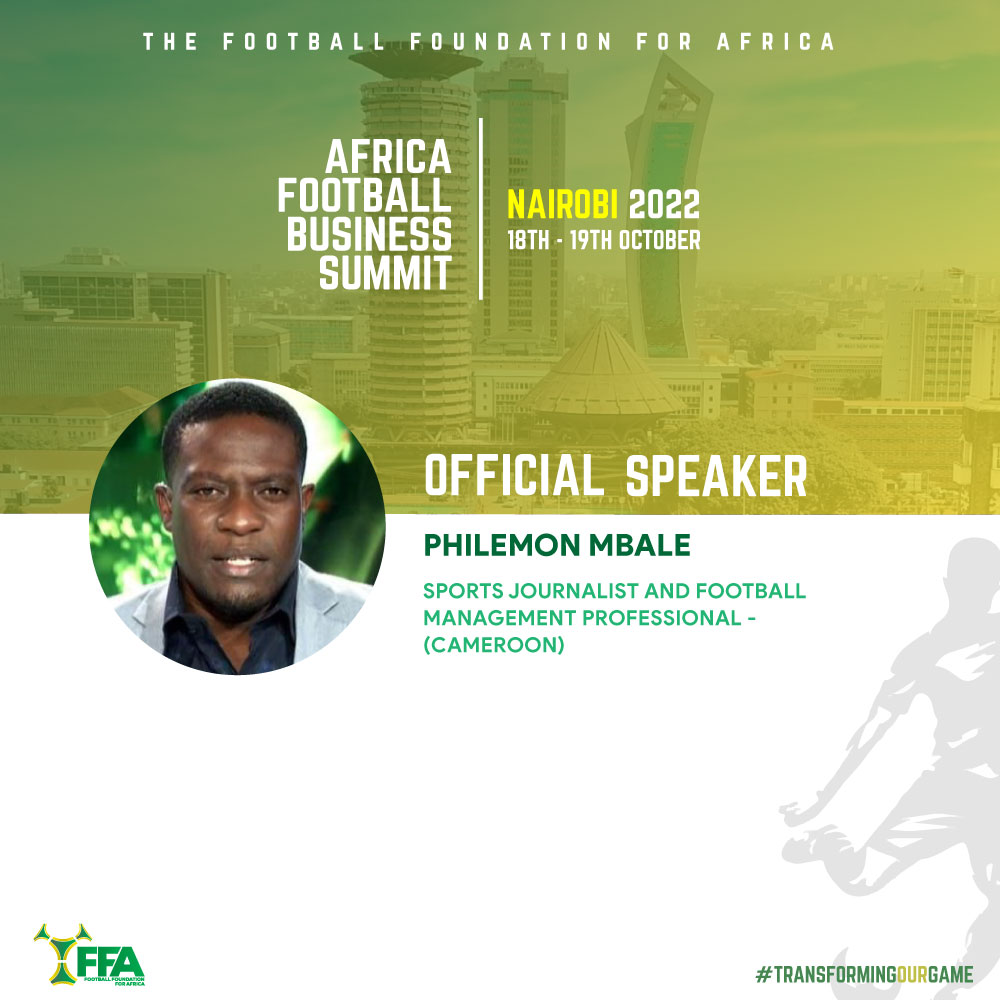 The Football Foundation for Africa (@theffafrica) on Twitter photo We are excited to welcome Sports Journalist and Football Management Expert Mr Philemon Mbale <a href="/philemonmbale/">Philemon Mbale</a> as an official speaker at the inaugural Africa Football Business Summit. 
To register for the Summit. afbs.footballfoundation.africa/registration/
#AFBSummit #TransformingOurGame #Nairobi2022 We are excited to welcome Sports Journalist and Football Management Expert Mr Philemon Mbale <a href="/philemonmbale/">Philemon Mbale</a> as an official speaker at the inaugural Africa Football Business Summit. 
To register for the Summit. afbs.footballfoundation.africa/registration/
#AFBSummit #TransformingOurGame #Nairobi2022