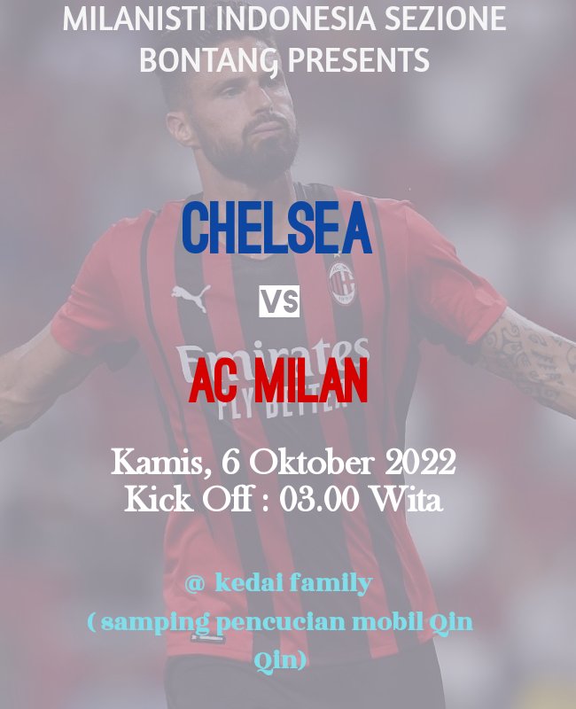 Yuk yang mau merapat dini hari 😁🙏
Grazie

Cc : <a href="/MilanistiOrId/">Milanisti Indonesia</a>