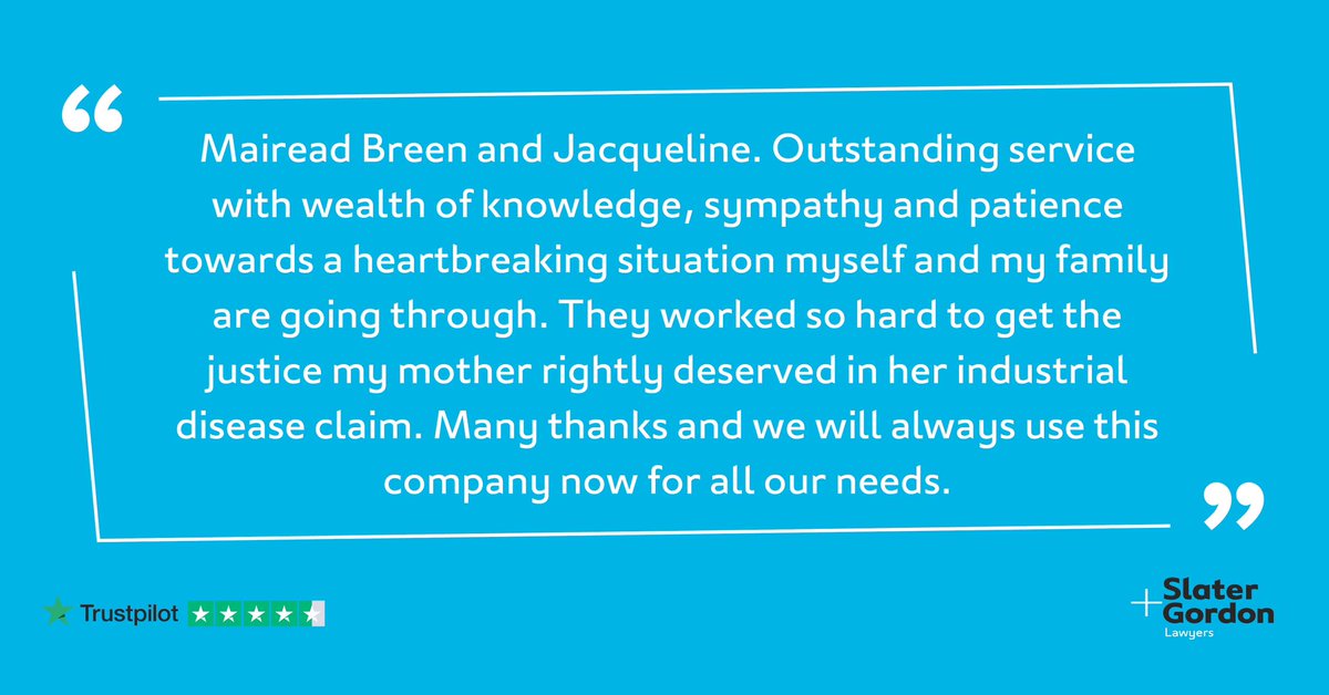 Over the moon to have settled my first asbestos case and to have received a 5* review from a happy client 😊 <a href="/JacquieOHal/">Jacquie OH</a> <a href="/SlaterGordonUK/">Slater and Gordon UK</a>