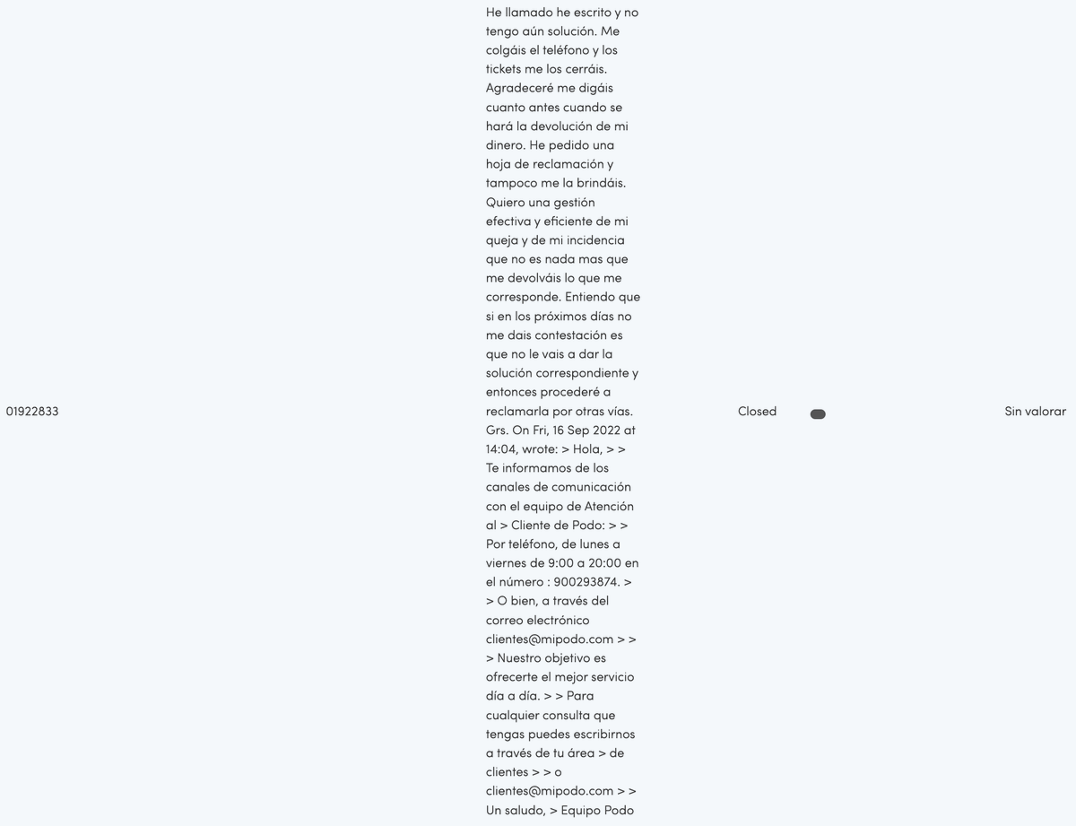 eliabarah's tweet photo. 6. Pusimos reclamaciones en el área de cliente. Misma historia: nos llega email con valoración de servicio, cierran incidencia sin resolver. Abríamos otra incidencia y aparece como "duplicada", in resolver. Mismo bucle: abres incidencia, cierran sin resolver y vuelta a empezar. https://t.co/jdga4Hl3ur