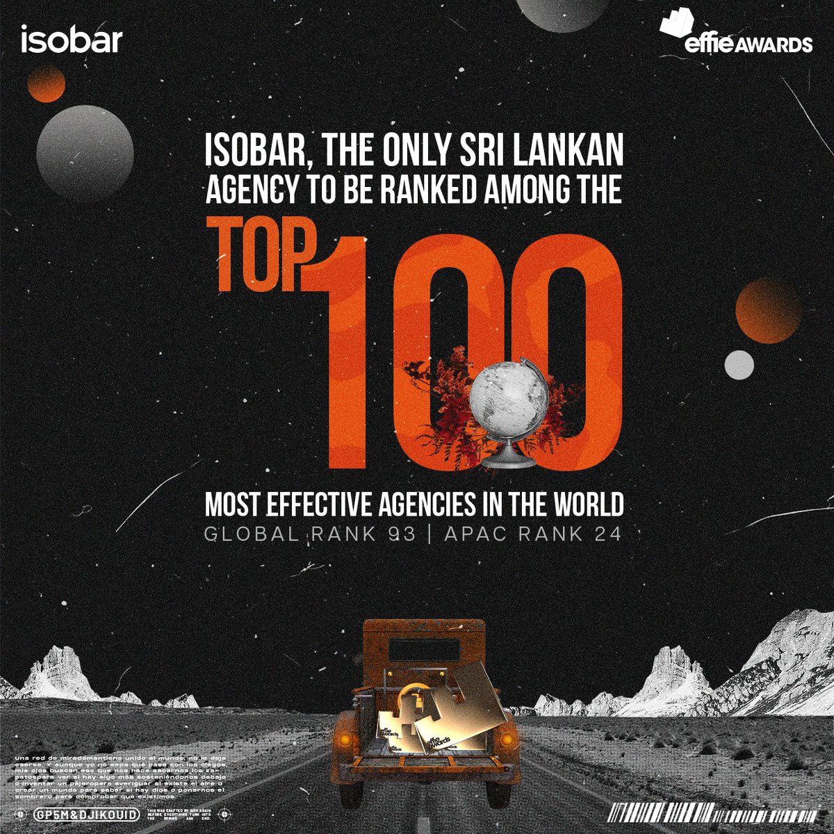 Sri Lanka's sole agency representation to be ranked among the "Effie Top 100 Index".

#EffieAwards #MostEffectiveAgency #IsobarSriLanka

<a href="/dentsuintl/">123</a>
