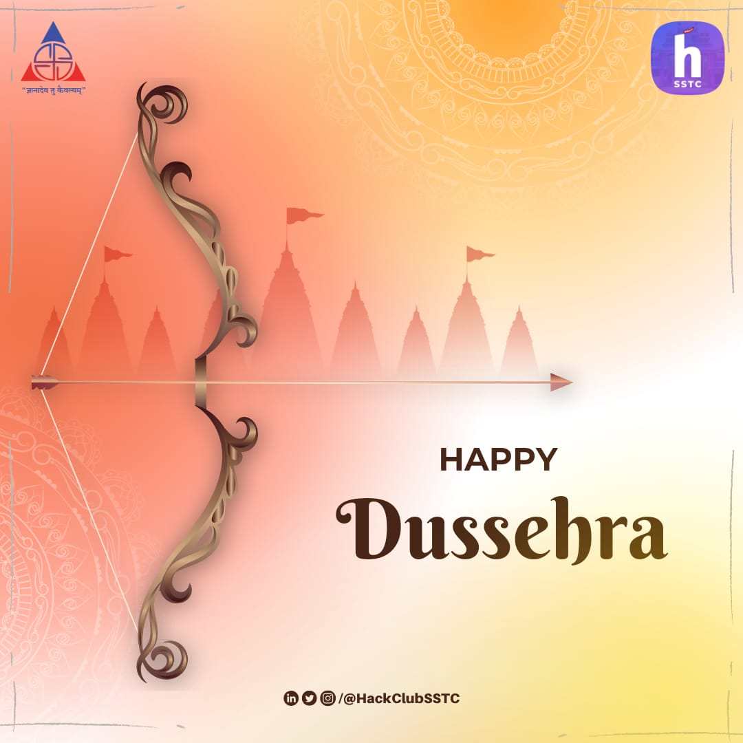 DevBrainsSSTC's tweet photo. Team Hackclub wishes you and your family a very happy Dussehra!

#Dussehra #Celebration #Vijaydashami https://t.co/f2pDEftRKB