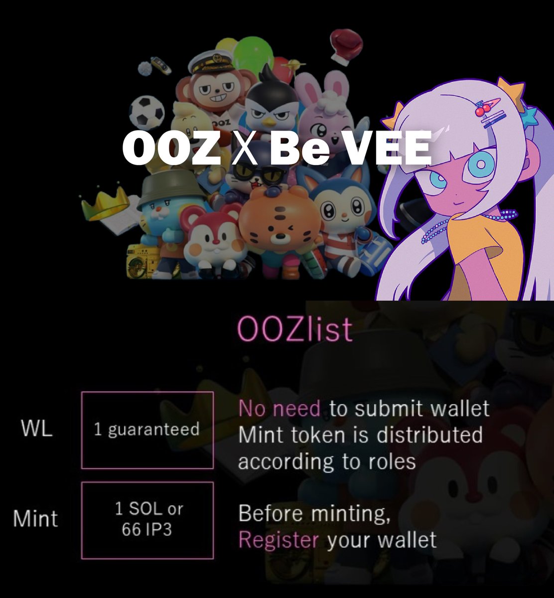 🛸Be VEE x OOZ || GIVEAWAY 🛸

10x OOZlist spots (SOL) 

Follow <a href="/BeVEENFT/">Be VEE | FREE MINT→ SOLD OUT</a> &amp; <a href="/ooz_official/">OOZ & mates</a> 
Like and RT this post 
Tag your friends 

20 hrs