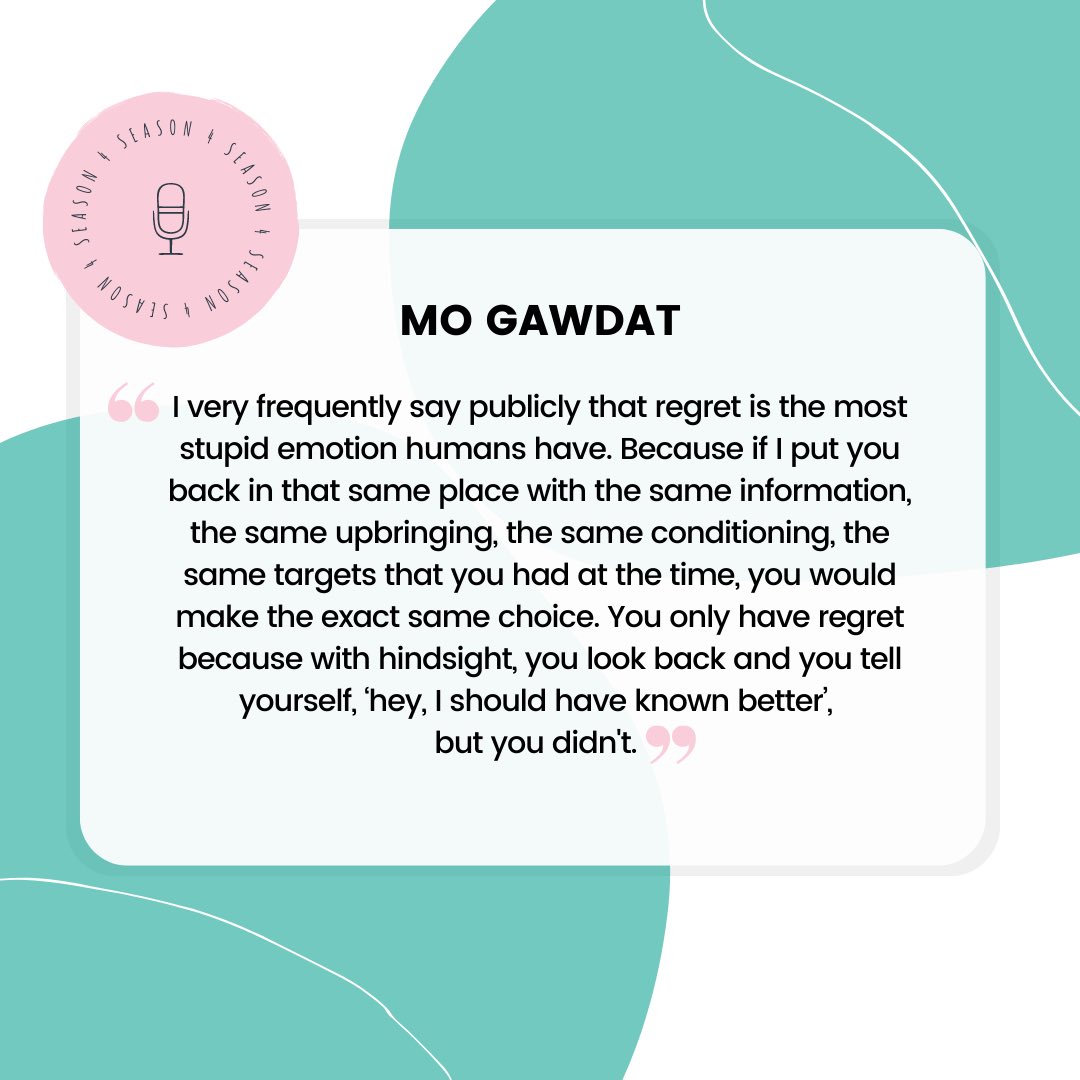 WhatIDidNextPod's tweet photo. There is no point in looking back; regret is useless. Listen to the whole episode to hear @MGawdat’s philosophical approach to living on our website https://t.co/niDUETyMSf #whatididnext #widns04 #podcast #happiness #solveforhappy #onebillionhappy https://t.co/4ylT8rwM1v