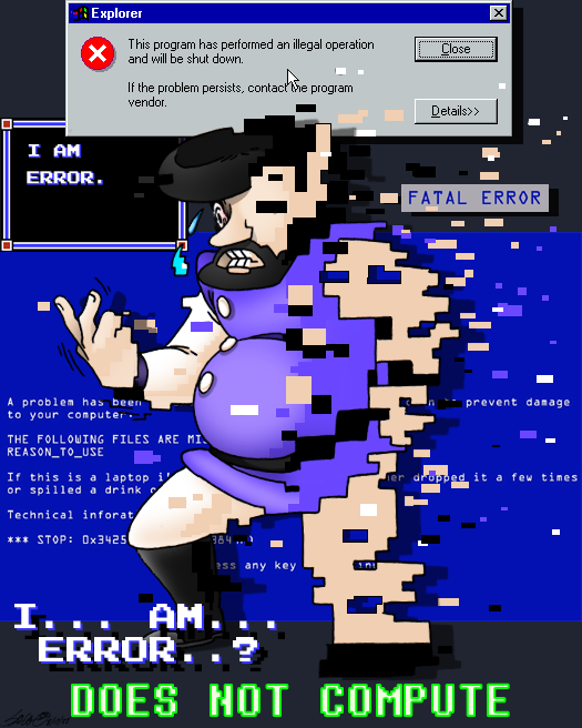 skeletal_boy's tweet photo. *HALLOWEEN COUNTDOWN no.27*
-"I AM ERROR"-
WINNER; circa 2012
#DecoytheSkeletalBoy #HalloweenCountdown #IAMERROR #LegendofZelda #Nintendo #ZeldaII https://t.co/85HOAcBSsh