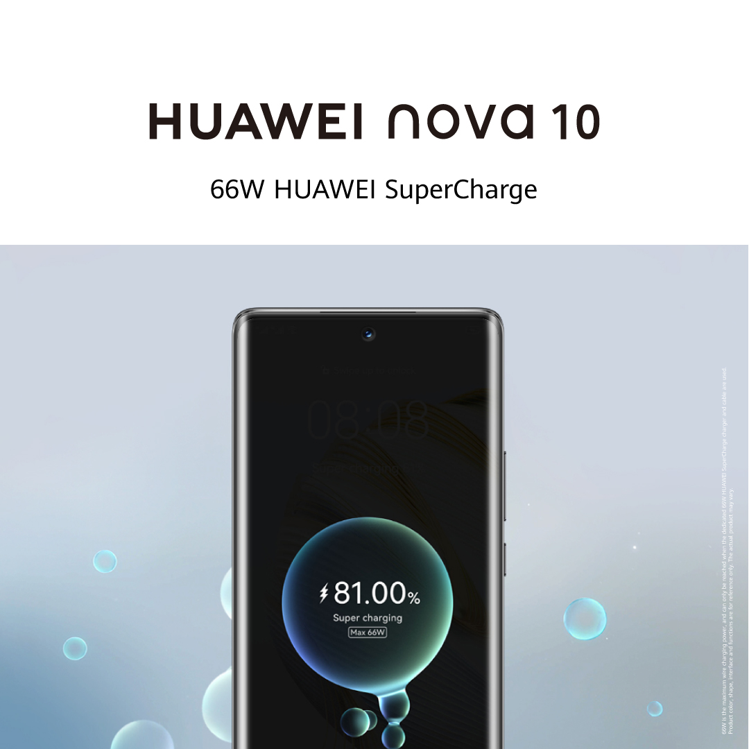 HuaweiZA's tweet photo. Charge up your day like never before with the #HUAWEInova10 256GB β¨
#novaIsYou with 66W HUAWEI SuperCharge high-speed charging & less downtime so you can do more.
Get yours from the HUAWEI Store or selected retail outlets today!
Find out more π https://t.co/W6CeeuxfxE https://t.co/v3I2Aj2M8J