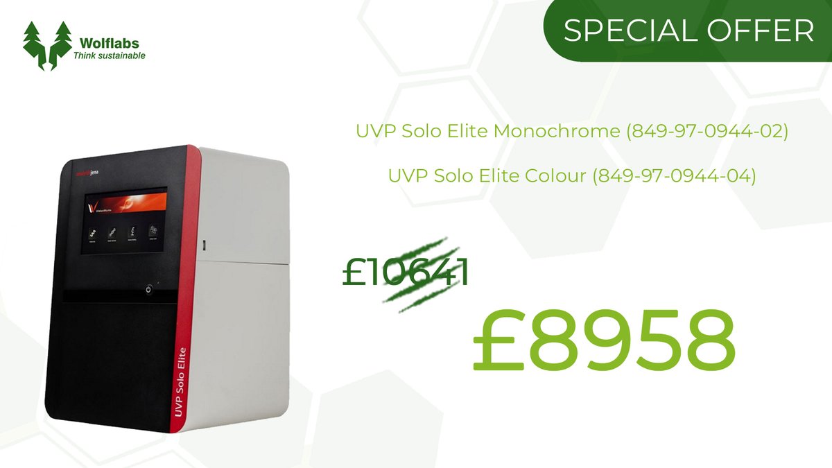 wolflabsuk's tweet image. OFFER ENDS this month! The @AnalytikJenaUK UVP Elite Solo Monochrome and UVP Elite Solo Colour gel documentation systems are available from only £8958. Find out more here wolflabs.co.uk/laboratory-pro… #geldocumentation