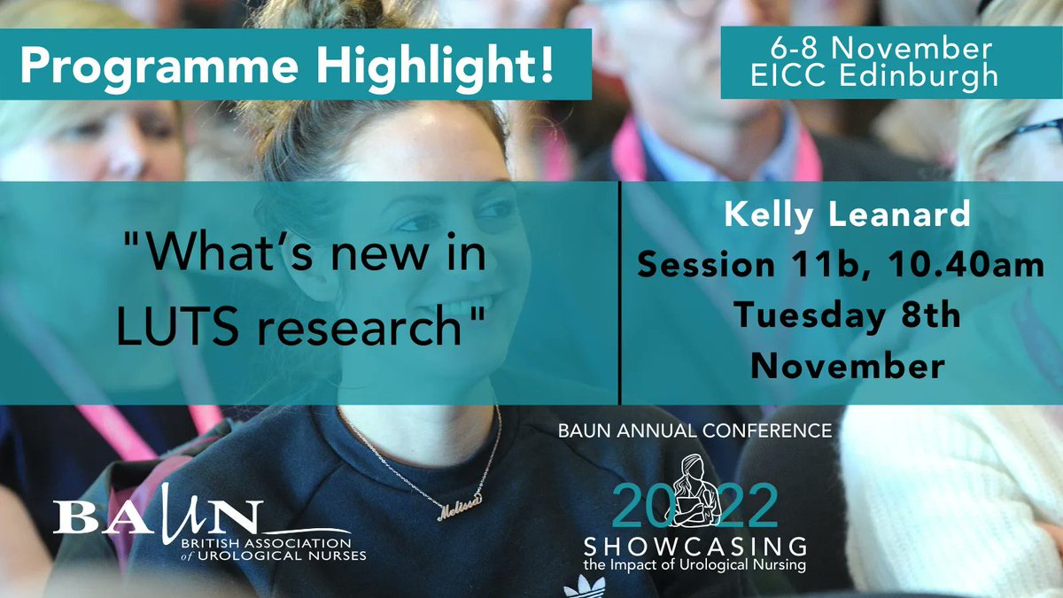 BAUNnurses's tweet photo. #ProgrammeHighlight for #BAUN22⭐
What’s new in LUTS research is discussed by Kelly Leonard of @CUH_NHS on Day 2 of conference at 10:40am.
Register now to attend👉https://t.co/5nXxA7VQLK
#Urology #Urologist https://t.co/Bf9e5dyiFT