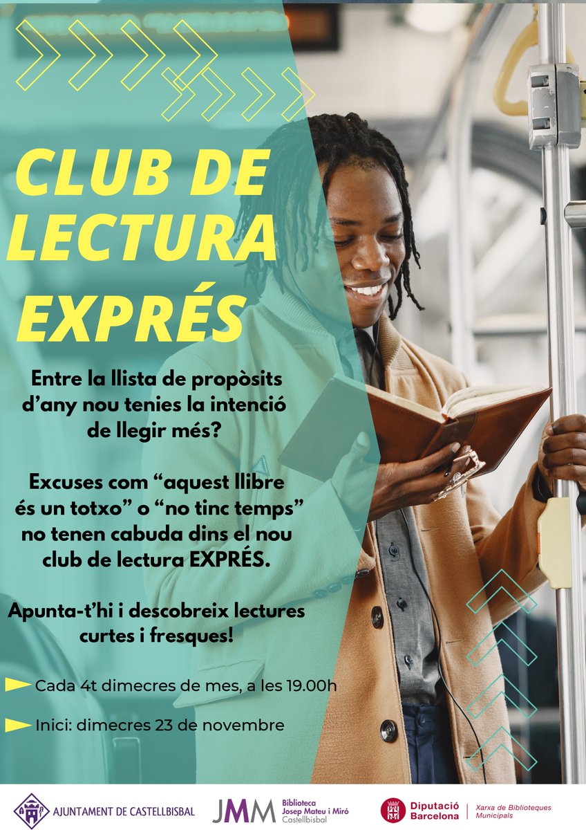 Ajcastellbisbal's tweet photo. #EducacioCB 📚🥳 Nou club de lectura exprés a la Biblioteca Municipal Josep Mateu i Miró
👉 Anima't a venir cada quart dimecres de cada mes i endinsa't en aquest màgic món de la lectura!
🌐 Més informació: https://t.co/yf1eavWwj1
#Castellbisbal #Biblioteca #Club #Lectura https://t.co/ibDBVxkY1R