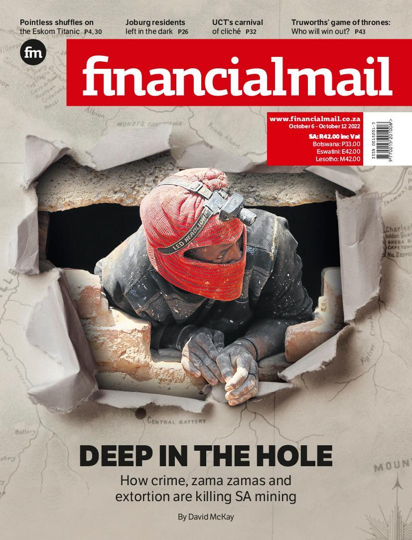 FinancialMail's tweet photo. In this week's @FinancialMail:

*How crime, zama zamas and extortion are killing SA mining
*Joburg residents left in the dark
*Pointless shuffles on the Eskom Titanic
*Truworths' game of thrones: Who will win out?

Read these and more, get your copy in stores and online tomorrow! https://t.co/EoyEvVbcoy