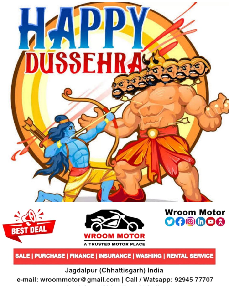 WroomMotor's tweet photo. #HappyDussehra #WroomMotor #9294577707 https://t.co/rQTXNUL1bB