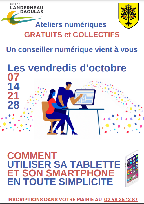 Ploudiry1's tweet photo. Les ateliers numériques commencent ce vendredi en mairie de Ploudiry. Il reste des places. But : utiliser sa tablette / son smartphone. Les 4 matinées des vendredis d’octobre, de 9h30 à 11h30.  Inscription en mairie obligatoire. https://t.co/7ZmRaJi7S6