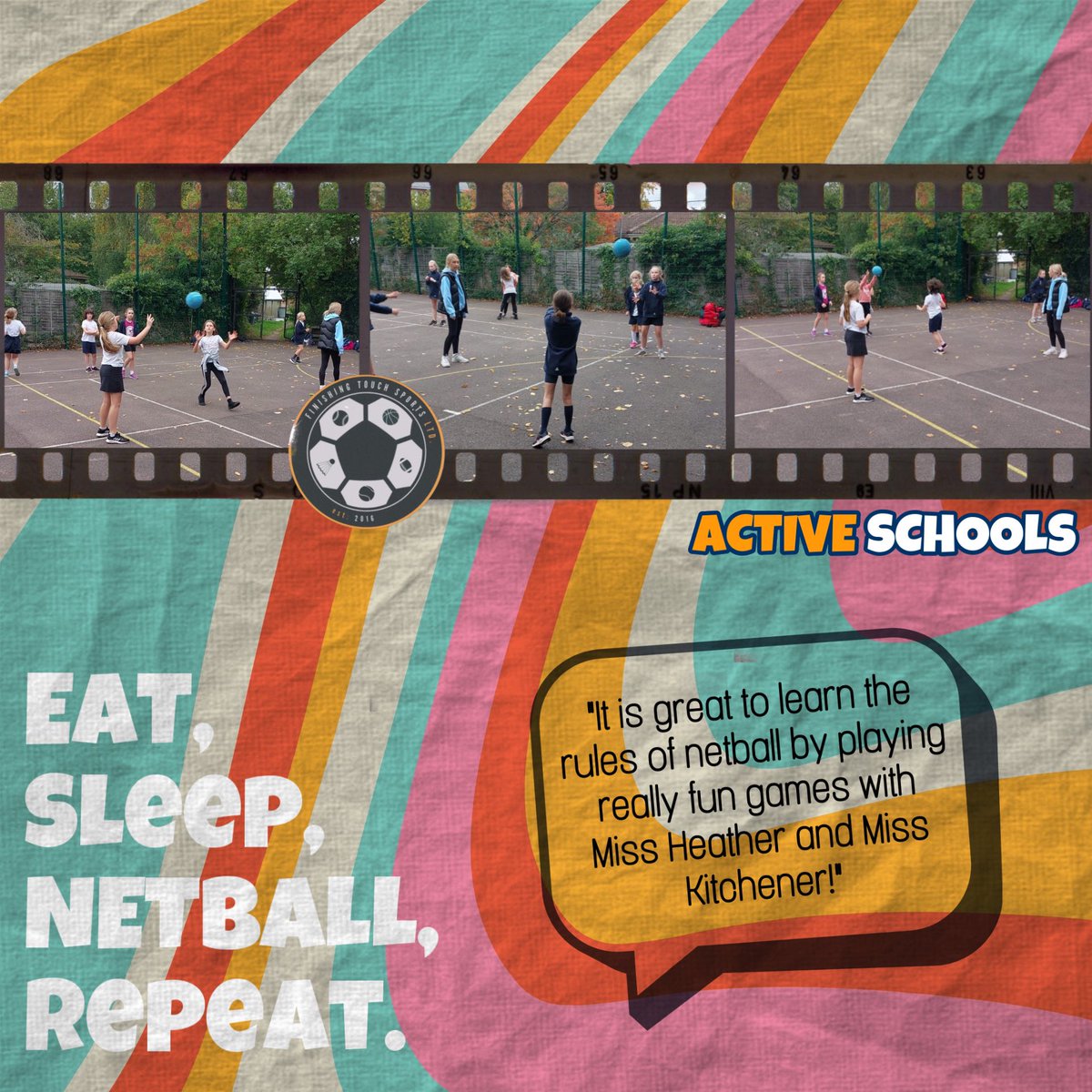 ftsportsltd's tweet photo. 🏐 Eat, Sleep, Netball, Repeat!
Our Y3/6 Netball Club at @FleetvilleJnr still has limited spaces available for sign up! ✍️…
Join Miss Heather, Miss Kitchener & Mr. Spratt in skill drills and mini games every Tuesday! 🎉…
#eatsleepnetballrepeat
#activeschools
#community https://t.co/OZWzrC9AXv
