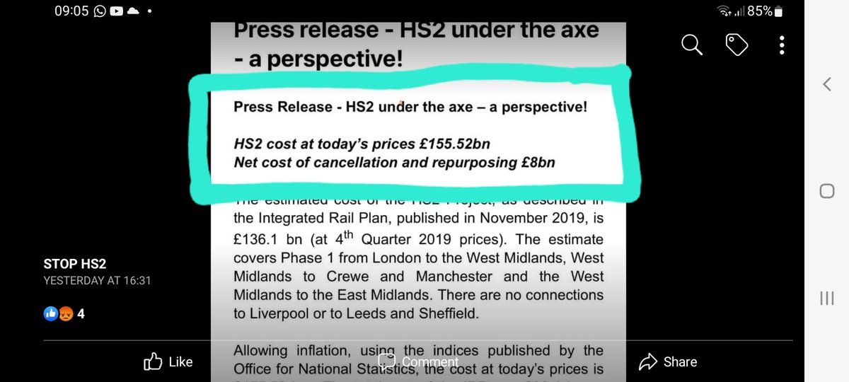 CarolineTS9's tweet photo. @NickFerrariLBC @mrjamesob @lbc  @SkyNewsBreak @BBCNewsnight @BBCNews 
This in a press release from rail expert @tonyberkeley1 with current poll showing 87% of UK want to scrap HS2
@trussliz @KwasiKwarteng #areyoulistening ?
#129days
#stophs2
#HS2rebellion https://t.co/FZSXD2l6or