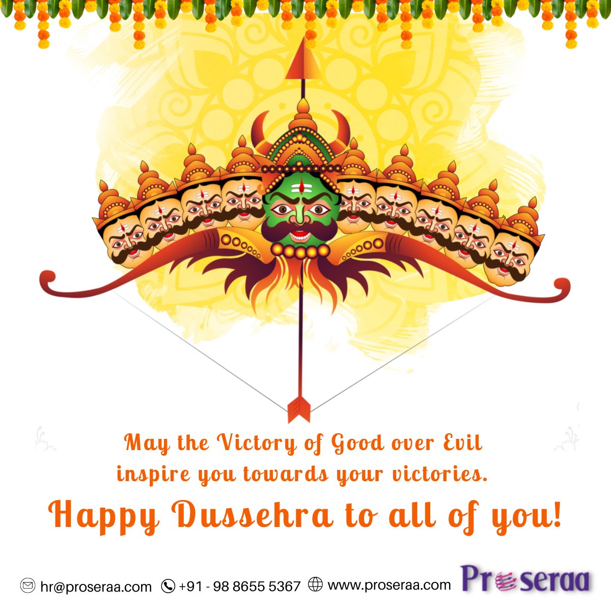 Proseraanalytic's tweet photo. Troubles as light as air, love as deep as ocean, friends as solid as diamonds, and success as bright as gold- these are the wishes for you and your family on the day of dussehra.

#dussehra #happydussehra #SalesforceIndia #CRMSolutions #salesforce #sales #crm #Proseraa https://t.co/RS76UFIiGH