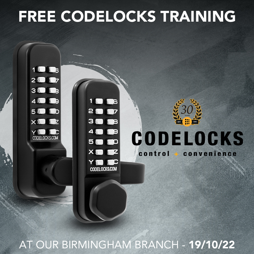 AldridgeSec's tweet photo. Free Codelocks Training at our Birmingham branch - 19/10/22 - Please contact the Access Control team for more info - 
https://t.co/VYbkTOJUqF https://t.co/yjtIcLxJPu