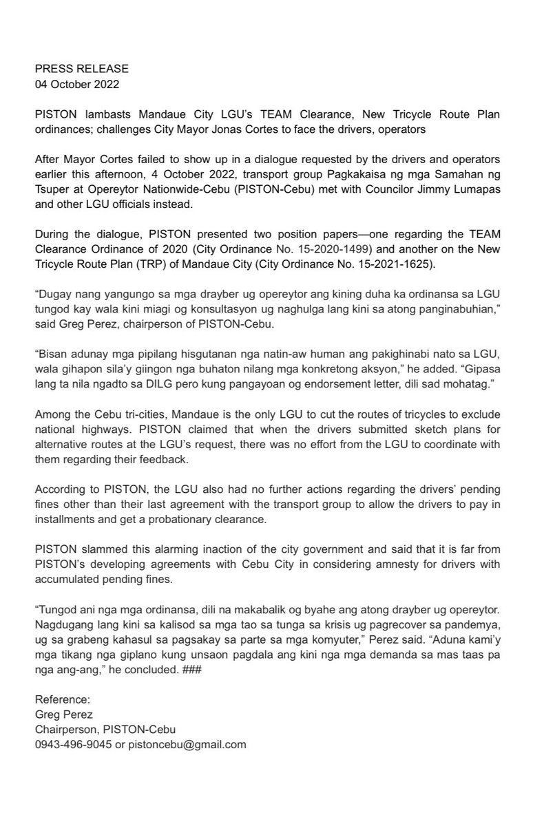 Rappler on Twitter "In a statement sent to Rappler, transport group