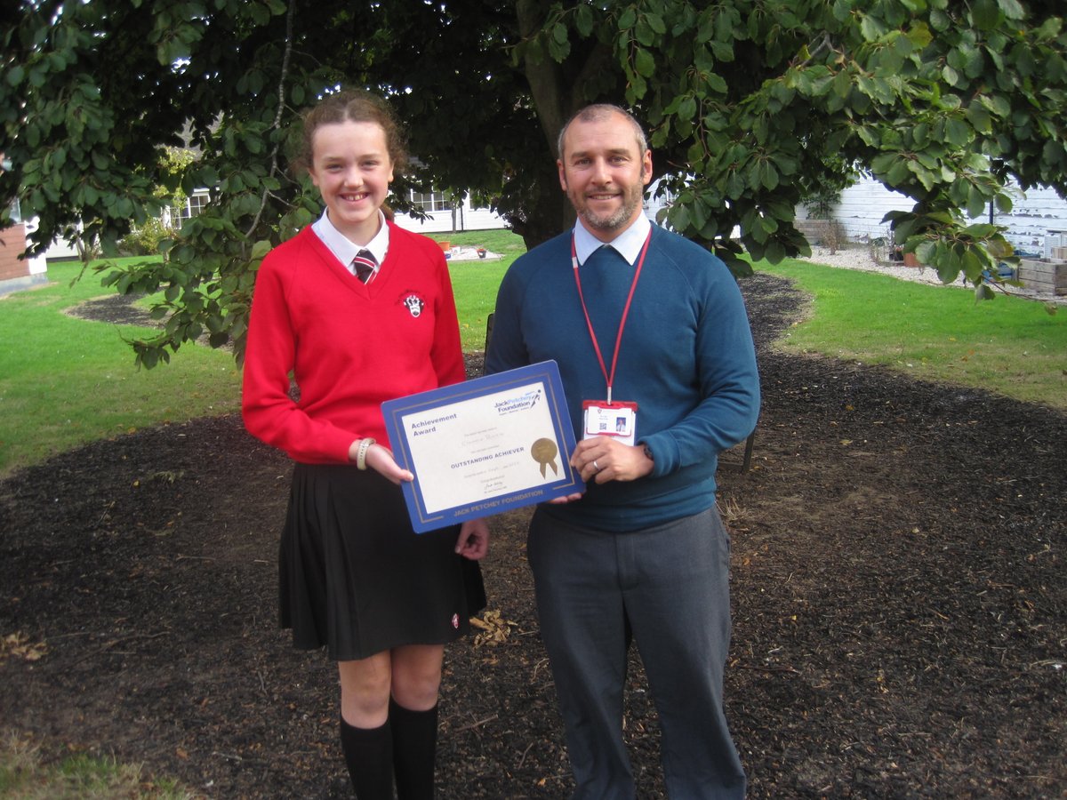 Congratulations to Clemmie! She has been presented with a <a href="/JPFoundation/">Jack Petchey Fdn</a> award this morning by Head of Year, Mr Glyn.