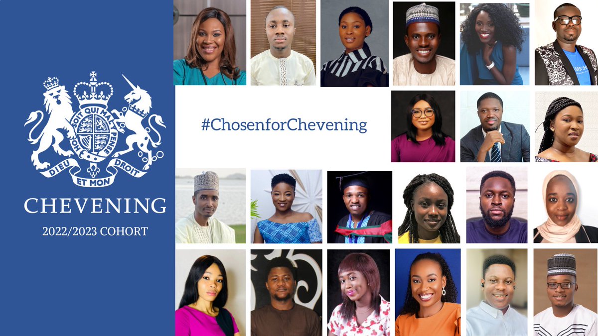 UKinNigeria's tweet photo. 📣We are excited to announce that 44 outstanding #Nigerians were #ChosenForChevening to pursue their master’s degree programmes in the #UK for the 2022/23 academic year.

This could be you next year! About 4 weeks left to apply. 

To apply: https://t.co/1fNCaWQE9u

#IamChevening https://t.co/EwaZI9D9P7
