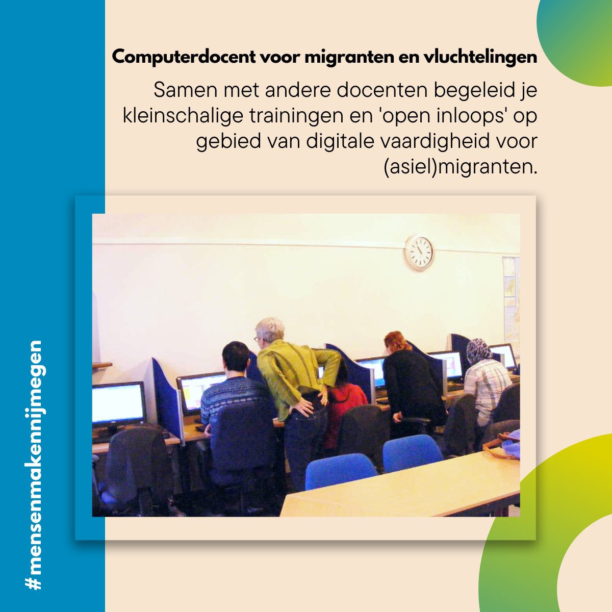 🔦 𝐕𝐀𝐂𝐀𝐓𝐔𝐑𝐄 𝐒𝐏𝐎𝐓𝐋𝐈𝐆𝐇𝐓

Heb je affiniteit met computers, (asiel)migranten en onderwijs? Dan is vrijwilligerswerk bij <a href="/STEPNijmegen/">STEPNijmegen</a> iets voor jou! 

Bekijk de vacature: bit.ly/3MeK5L6