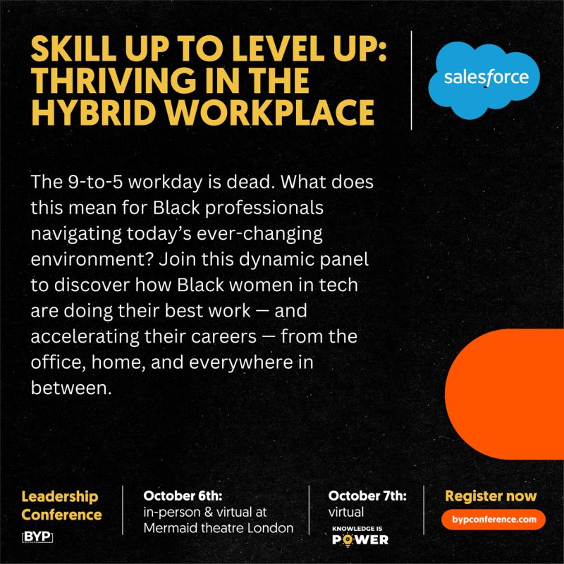 salesforcejobs's tweet image. Wondering how professionals are growing their careers in a hybrid environment? Join us on October 6 at the @BYPNetworkApp conference as Black professionals in tech share how they’re building careers through mentorship, self-promotion, and more.  sforce.co/3EdFpDc