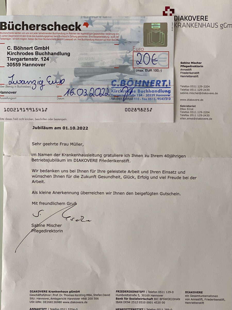 Für 40 Jahre Betriebszugehörigkeit habe ich dieses bekommen! Soll ich es spenden?