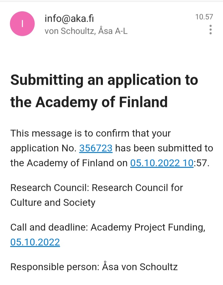 asa_vonschoultz's tweet photo. I have, together with fantastic colleagues decided to play the national research lottery @SuomenAkatemia. And would you belive it, we submitted five hours before the deadline! This must be a new personal record! @SocSciHelsinki @helsinkiuni @CompIntra https://t.co/5uRjjXHStF