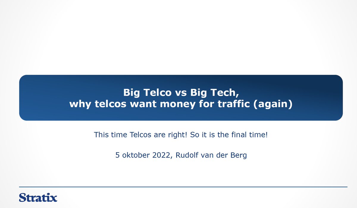 internetthought's tweet photo. EU Telecom firms want American #bigtech to share risk of investment in new networks and traffic growth. For Dutch ISPs I presented on 25 yrs #fairshare history, who generates the traffic, the size of the flood, what networks suffer and who pays. Video: https://t.co/iCJwYgatWn https://t.co/IImy4TjAUx
