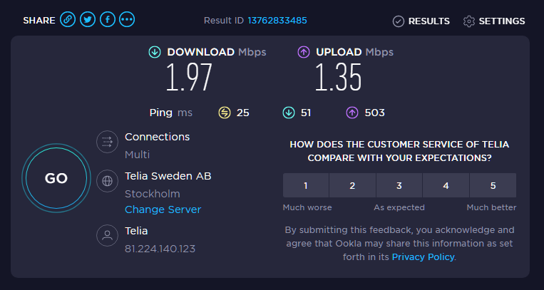 ibradshaw's tweet photo. Can anyone challenge my incredible speed?

#speedtest #slow #lifeinthesticks #wifi
https://t.co/PA1Qnw33ez https://t.co/aNkzs1ZCWy