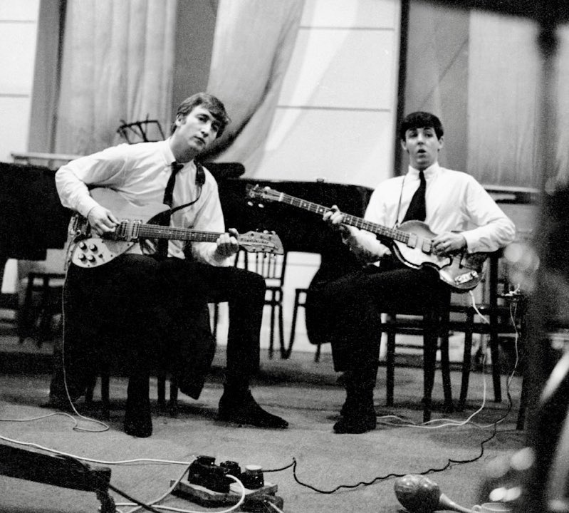 John Lennon and Paul McCartney, photographed September 4th 1962 at the Beatles recording session for Love Me Do, as released 60 years ago today. Nothing would ever quite be the same again.