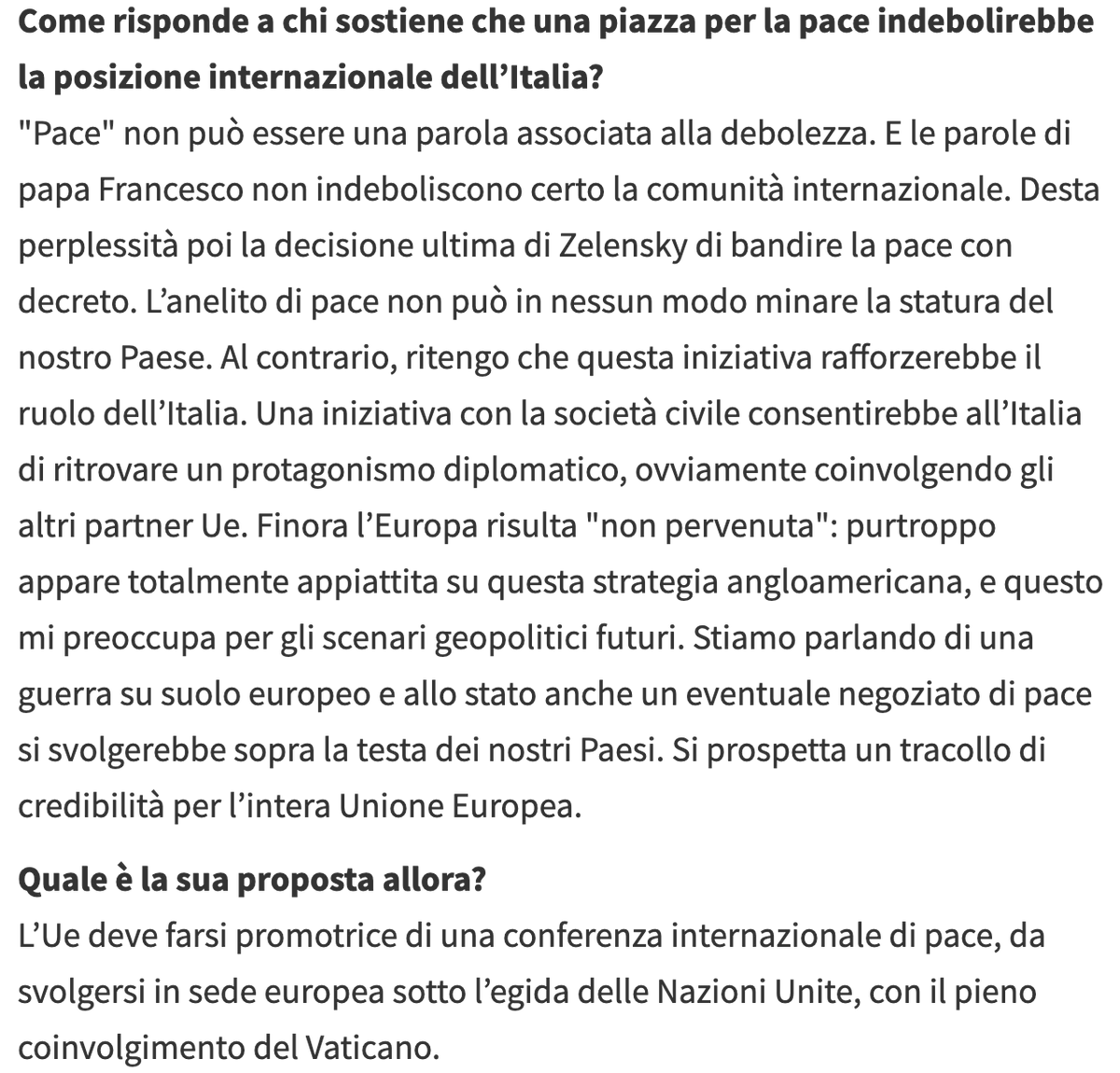 GianniMagini's tweet photo. Ecco la parte dell'intervista di @Avvenire_Nei a #Conte, dove parla di PACE e spera in una mobilitazione nazionale.

#SIpace #NOarmi https://t.co/c7t4hRzqz6