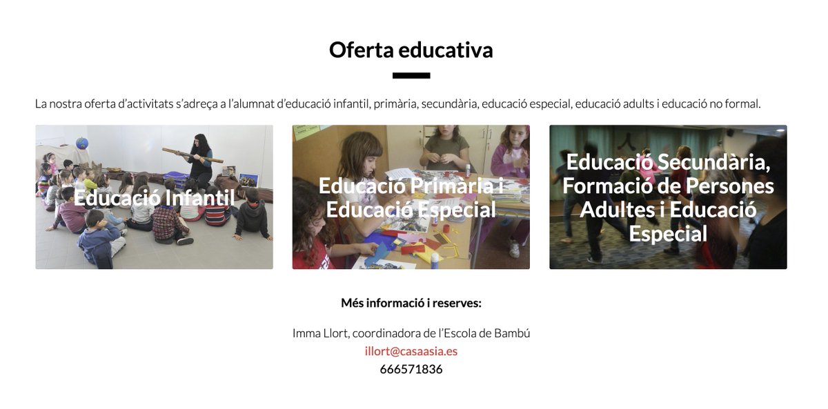 CasaAsia's tweet photo. 📢 Atenció escoles!

🎍 Encara no coneixeu l'#EscoladeBambú?

🌏 El projecte d’educació intercultural i inclusiu de @CasaAsia vol apropar Asia-Pacífic a la població escolar

📒Ja podeu consultar tota l'oferta d’activitats per l’alumnat de totes les etapes:
https://t.co/82W1shDXaD https://t.co/fiegzOMFRu