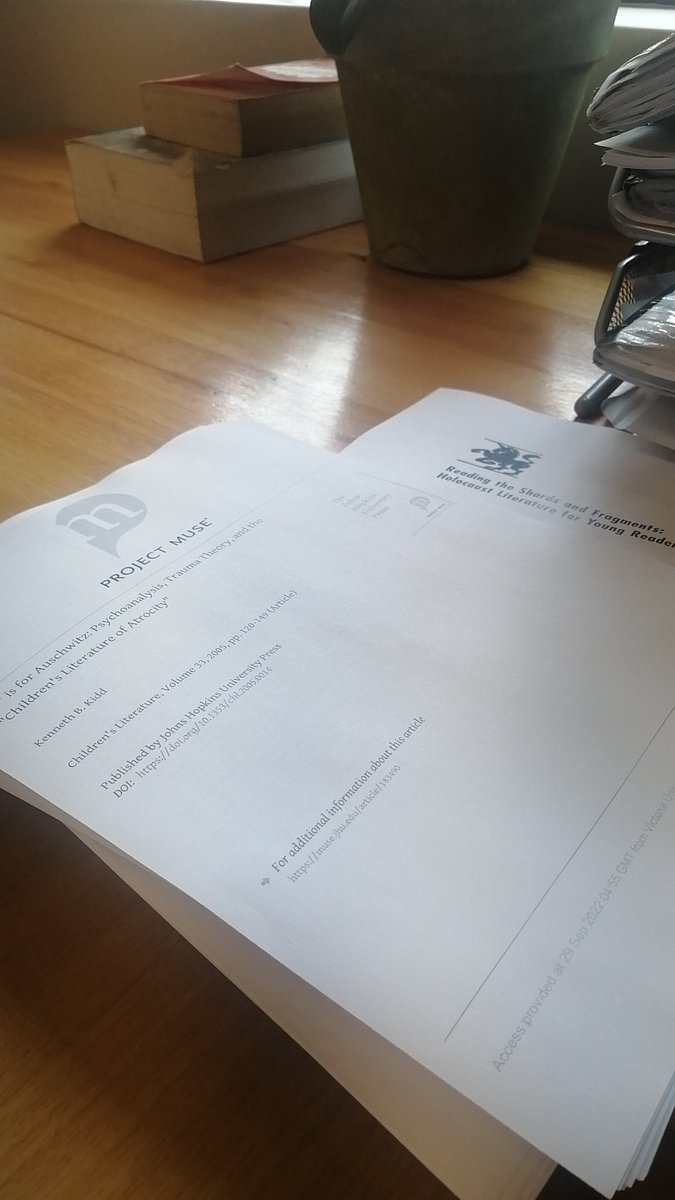 AmyStimson4's tweet image. You know you miss full time academia when you get excited to see the #ProjectMuse title page on your desk again. Researching holocaust literature for courses on #JojoRabbit and #LifeIsBeautiful film studies.