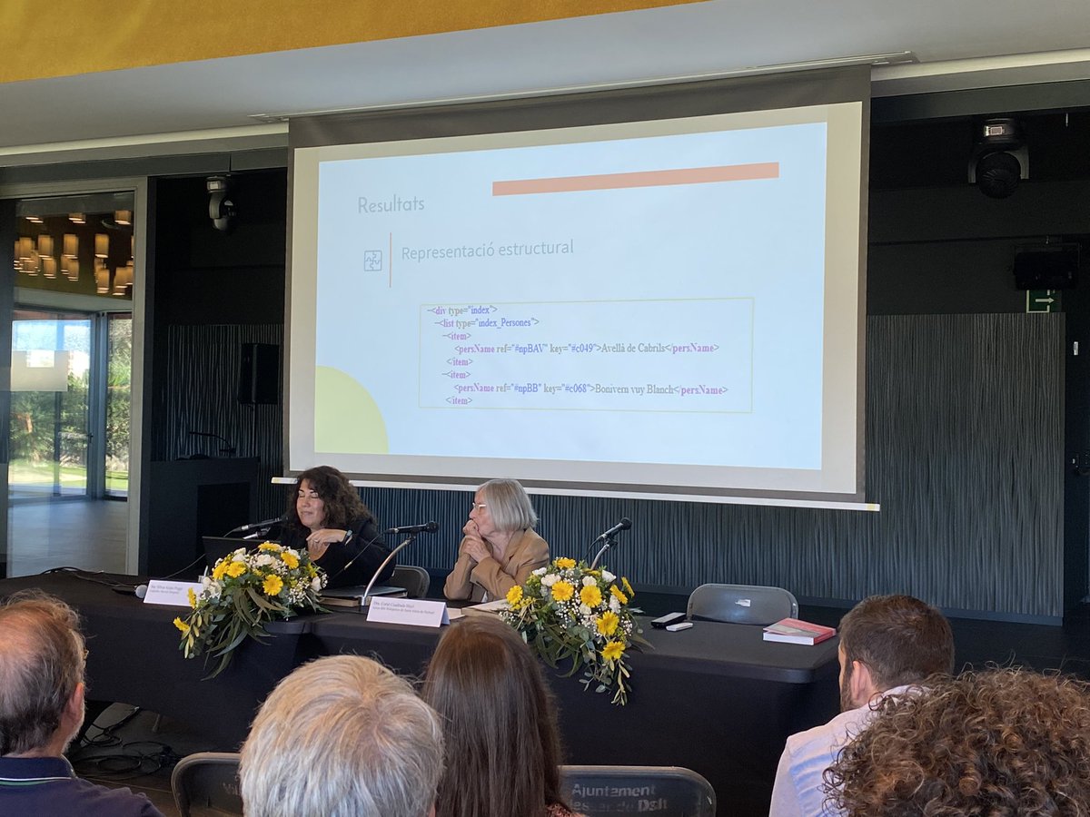 gramp_ub's tweet photo. @SilviaArano ens parla de l’edició digital d’un capbreu del segle XIV i de l’exercici d’etiquetatge en TEI.
#etiquetatge #llenguatgesemàntic 
@RecerCaixa #GrampMed #fènix #gènesis #arxiusiTIC https://t.co/6xwkHUvBBv