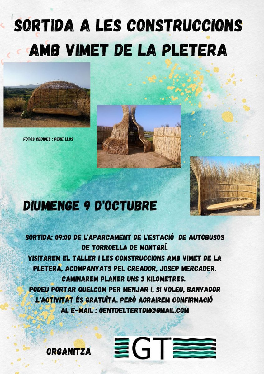 VisitEstartit's tweet photo. Coneixes les construccions de vímet 🎑 que hi ha a la Pletera? 
El seu creador, el torroellenc Josep Mercader, ens hi acompanya en una visita organitzada per Gent del Ter
📆 Diumenge, 9 d'octubre a les 9 h
👉Inscripcions: https://t.co/pxF8y5ga7D 

#visitestartit https://t.co/QxOfWYauC6