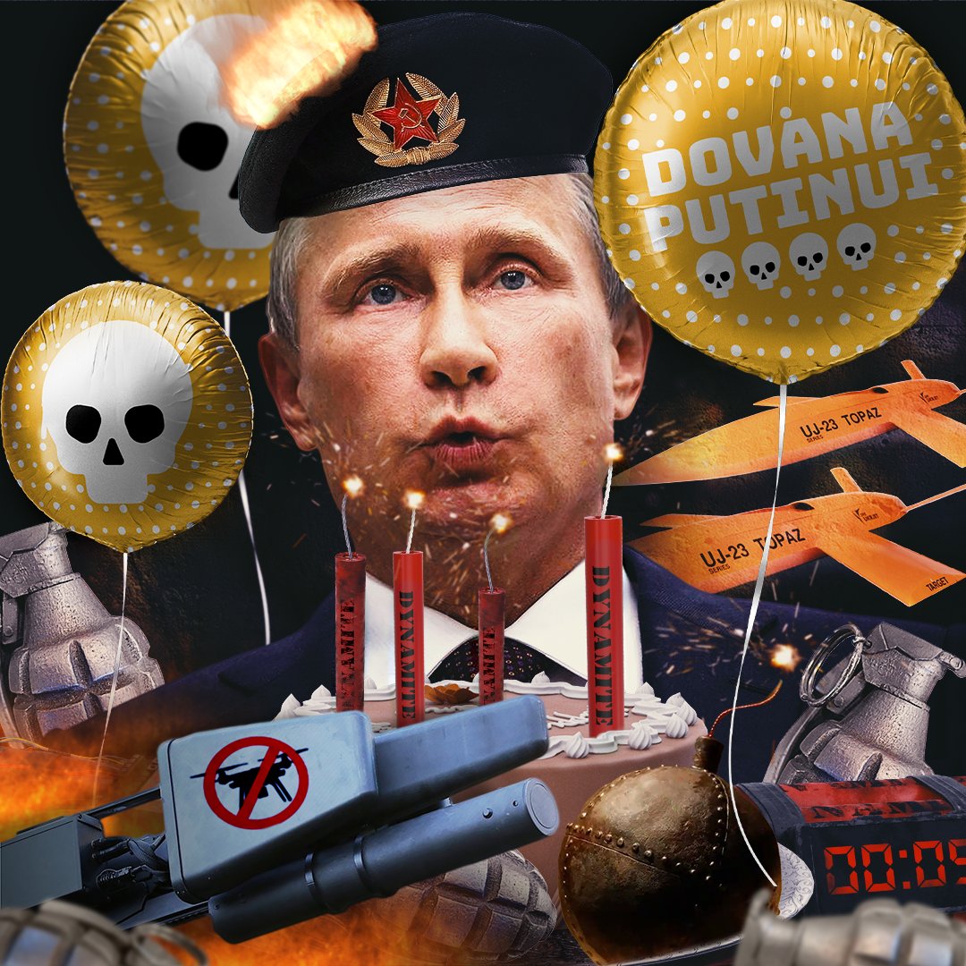 AndriusTapinas's tweet photo. On Friday master strategist and NATO salesman of the year Vladimir Putin celebrates his 70th birthday. 
We invite everyone to join Lithuanians on a massive one day fundraise "Gift Bag for Putin" with some suicide drones, distance mines, antidroneguns and other goodies included https://t.co/wN1DljUnLM