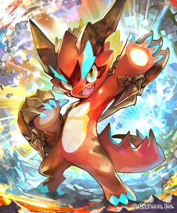 ナックルドラゴン・ドラグニルを描きましたー!現在放送中のアニメ、シャドウバースFのライトのデジフレです!ゲームのシャドバでも天示す竜剣にてコラボカードとしても登場いたしますー!毎週水曜日にはおはスタにも登場していまーす!#アニシャド 