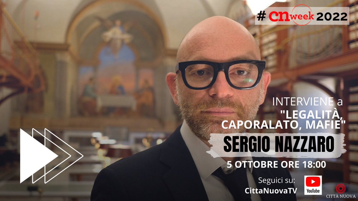 cittanuova_it's tweet photo. Oggi 5 settembre alle 18:00 sarà possibile seguire l’intervento di Sergio Nazzaro su “Legalità, caporalato e mafie”. L’evento sarà trasmesso sul canale YouTube CittaNuovaTV. 

#cnweek #cnweek2022 #tuttisuperterra #cittanuova #mafia #caporalato #legalità #direttayoutube #youtube https://t.co/JPLgTAH1Ov