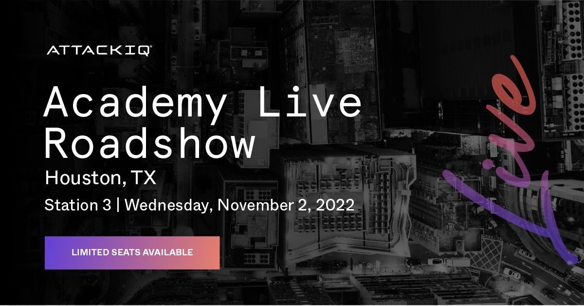 StephanChenette's tweet photo. Register Now!
I’ll be attending our final stop on the AttackIQ Academy Roadshow in Houston, TX! For those of you in the Houston infosec/cybersecurity scene, this is a fantastic opportunity for in-person, and hands-on cybersecurity training https://t.co/etXIQfdegb https://t.co/lF9Tfjhx2h