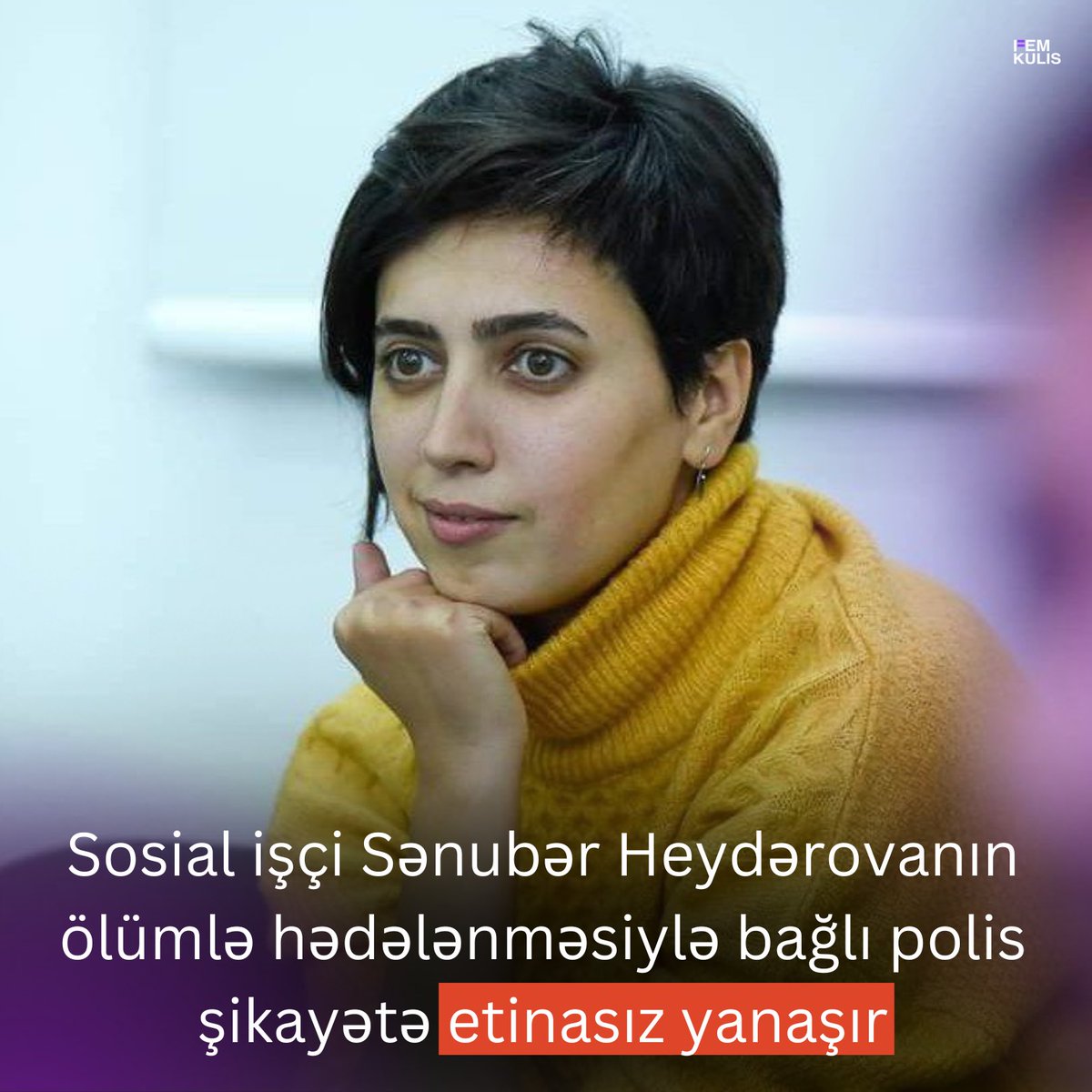 femkulis's tweet photo. Sosial işçi Sənubər Heydərova benefisiyarının ailəsi tərəfindən təhdidlər aldığı barədə məlumat paylaşıb. Təhdidlər sosial işçinin benefisiyarı 15 sentyabrda yaşadığı evi tərk etdiyinə görə təhdidlər başlayıb. ↩️ https://t.co/7Usi4I4HEw
