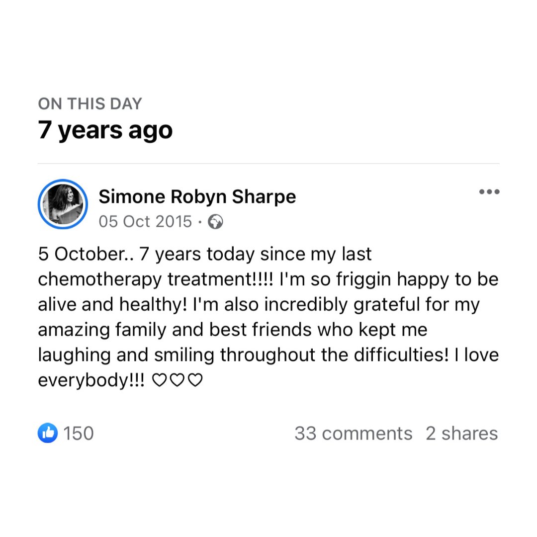 14 years today since my last round of chemotherapy.
This is an anniversary that I always remember, (without the help of FB memories. 😆)
Read my chemo journey and the conclusion that there is profound power in pain:
simonesharpe.com/single-post/po…