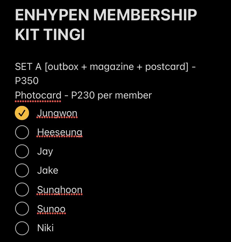 jwoniev's tweet photo. WTS LFB PH

ENHYPEN ENGENE MEMBERSHIP KIT TINGI

DOP: Nov 5
NETA

Mine + Item

All must be taken to push through 

🏷Jungwon Heeseung Jay Jake Sunghoon Sunoo Ni-ki https://t.co/70UOWBlKO3