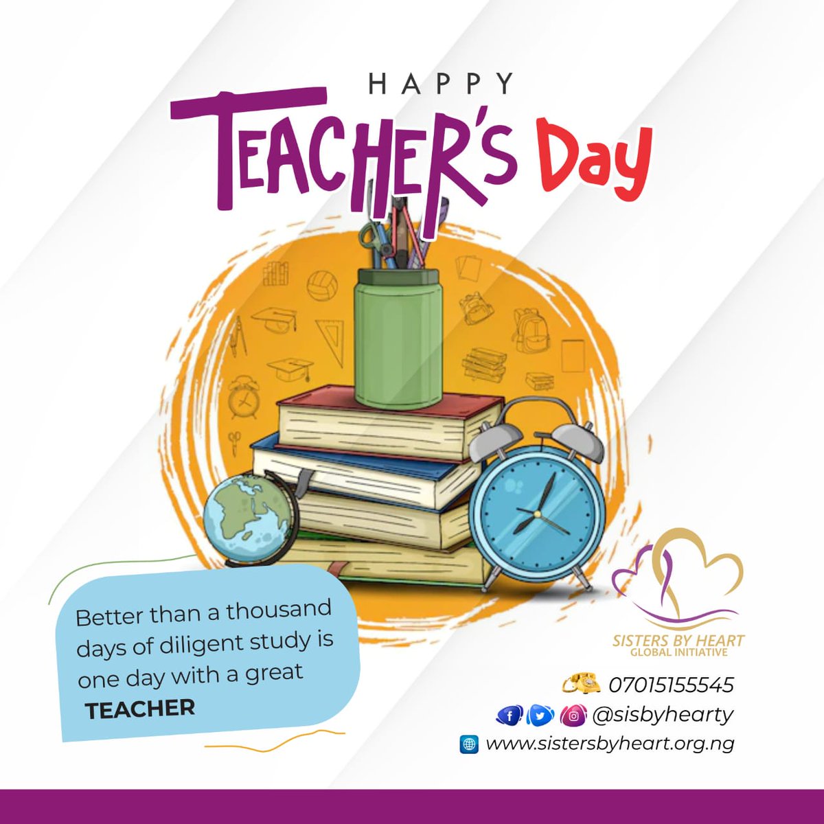 SisByHearty's tweet photo. Happy Teachers Day!! 

To all the selfless, inspiring, dedicated teachers in the world, we love you all❤❤❤❤❤

May you enjoy your reward on earth and in heaven🙏🙏

#sisbyhearty #sistersbyheartglobalinitiative #teachersday #ProjectGirlchild #asuustrikeupdate #BreakingNews https://t.co/DkiS7mM5Uc