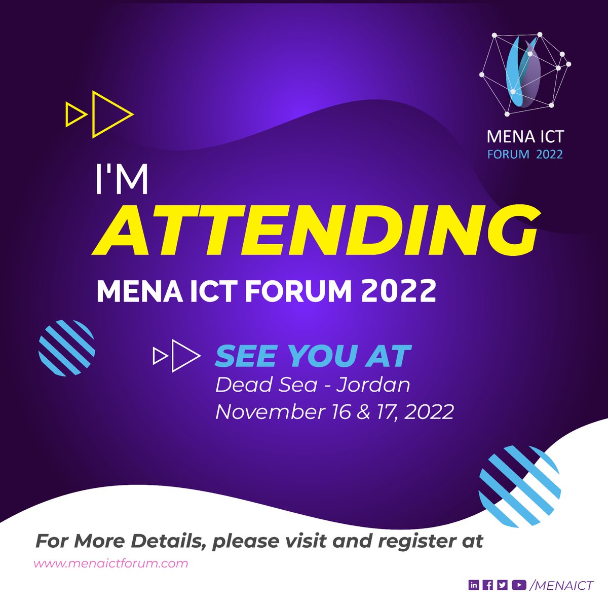 AsfourZain's tweet photo. I am attending the premier #ICT event in the #MENA region @MENAICT

Mark your Calendar to attend on 16 &amp; 17 November @Deadsea 

Grab your spot today https://t.co/zebf5vbxKU 

#MENAICT2022 #IoT #CyberSecurity #Metaverse #5G #BigData #Jordan #innovation #AI https://t.co/tIVGInAHbM