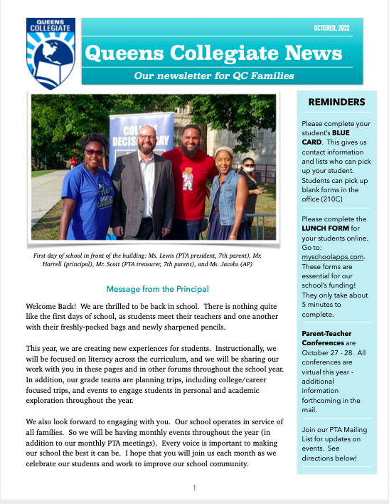 qc_principal's tweet photo. Learn about what's happening at QC and all the people that make our school special.  See our October Family Newsletter: https://t.co/om0o6AGnDf

@Dr_JVanEss @QSHSDISTRICT https://t.co/fqXfd8Bbs6