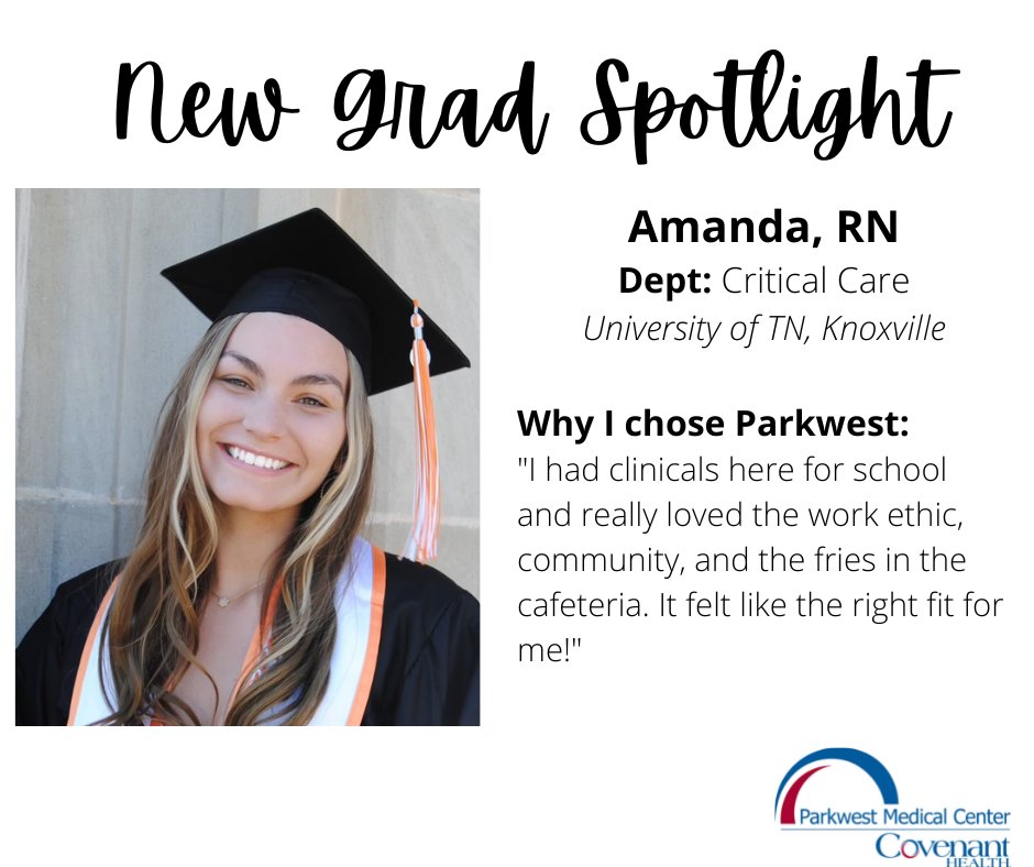 Welcome to new graduate nurse Amanda, who is working in our critical care unit. We're so glad you're part of our team!