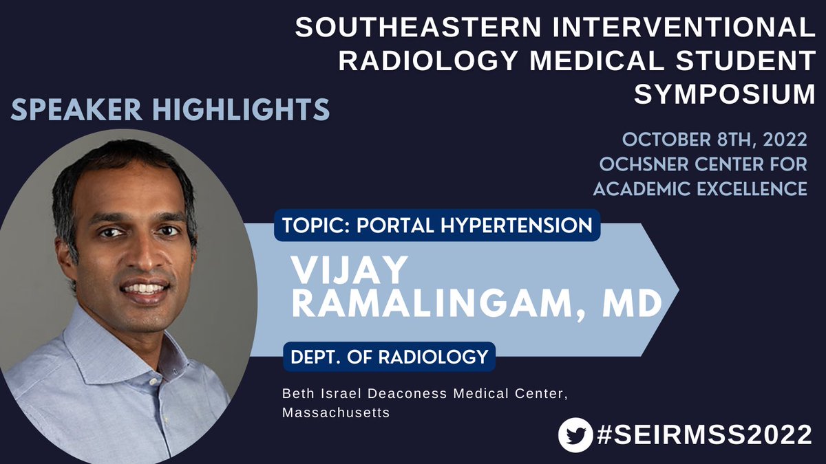 We are excited to feature Vijay Ramalingam at #SEIRMSS2022!

@VRamaMD is a Vascular and Interventional Radiologist at <a href="/BIDMChealth/">BIDMC</a>. He is also an instructor of radiology <a href="/harvardmed/">Harvard Medical School</a>.
<a href="/BIDMCRad/">BIDMC Department of Radiology</a> <a href="/BIDMCVIR/">BIDMC Vascular & Interventional Radiology</a>  
#IRad #FutureRadRes #RadTwitter #MedTwitter