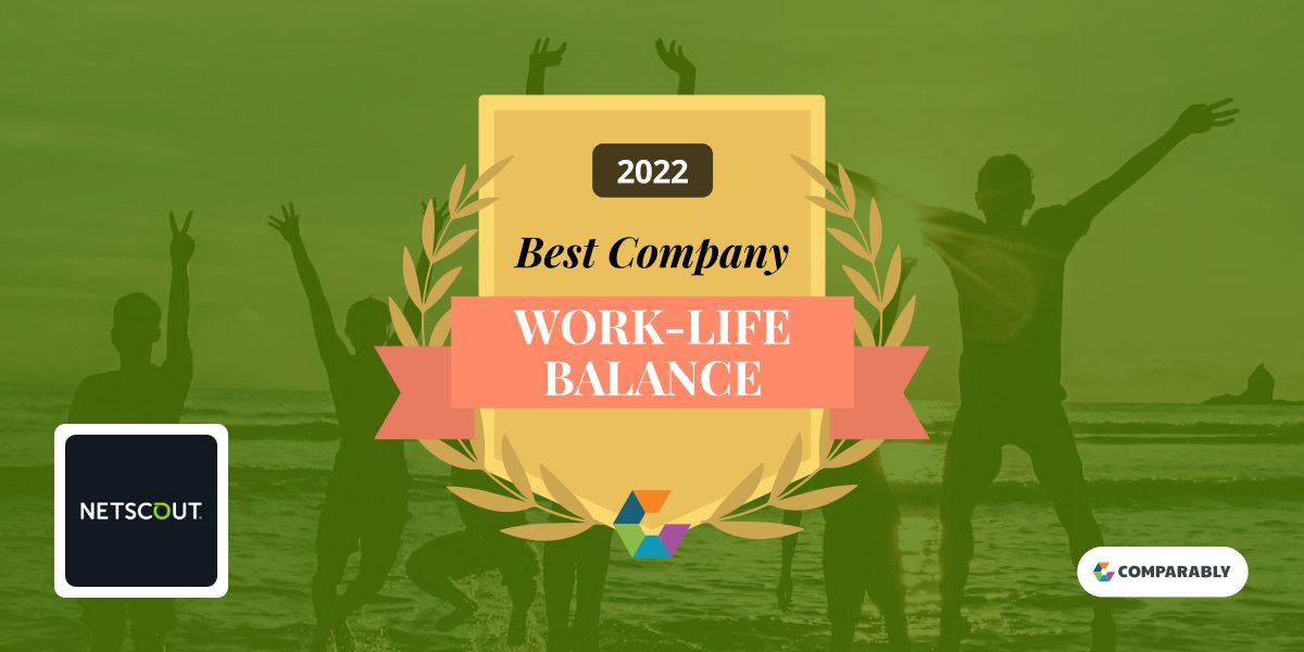 Comparably's tweet photo. @NETSCOUT  Congrats on being named on @Comparably's Top 100 list for Best Work-Life Balance in 2022, as rated by your employees. You’re also featured in @BusinessInsider #ComparablyAwards https://t.co/97M9P0jLob https://t.co/wtEzeQeQMm