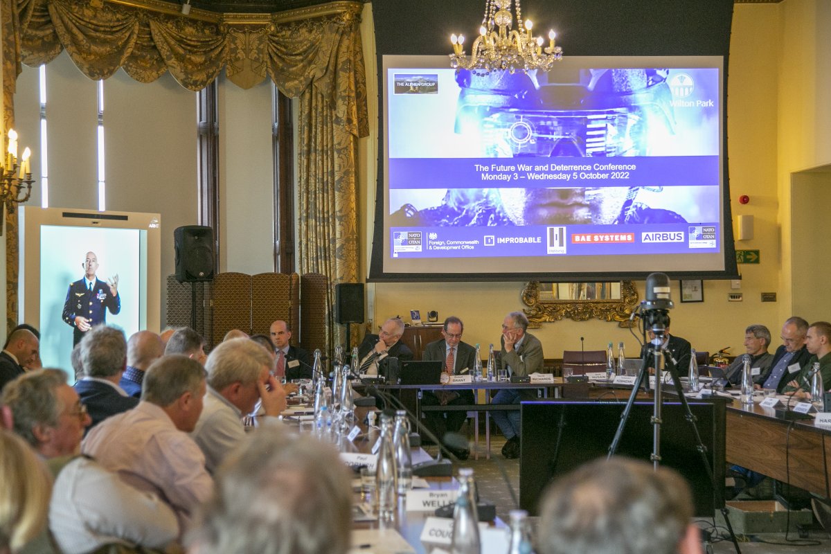 NATO_SACT's tweet photo. Delighted to join, ‘Almost in Real Life’, the distinguished attendees of the “Future War and Deterrence” Conference in London, organized by @WiltonPark to show how #NATO is engaged in shaping and contesting to our advantage the new strategic security environment. 
#WeAreNATO https://t.co/SVDFWAih5f