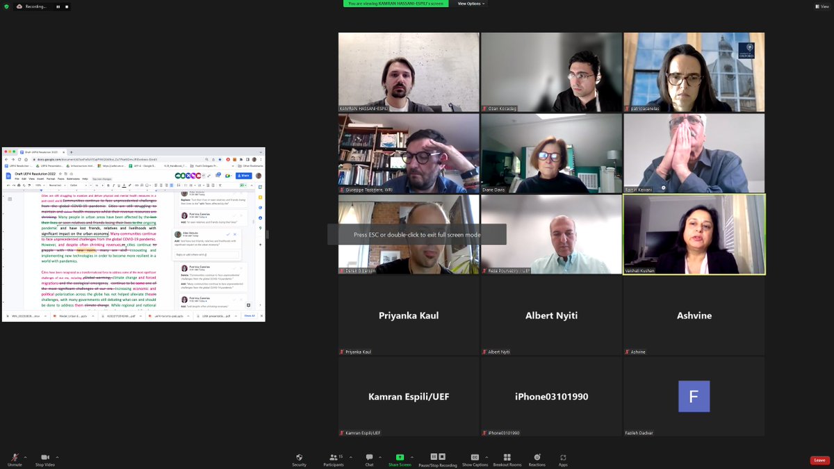 EconomyUrban's tweet photo. We have gathered with our moderators / session collaborators to draft the Fourth Urban Economy Forum's resolution to outlines necessary actions needed based on the recommendations from the discussions held at the #UEF4 #SDGs #ESG #SustainableUrbanFinance https://t.co/XGjoeZ9N38